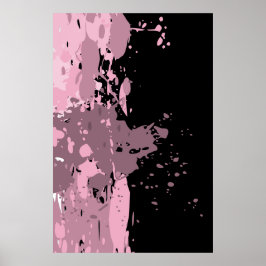 Rolig Abstrakt Rosa & Svart Målarfärgssprut Poster