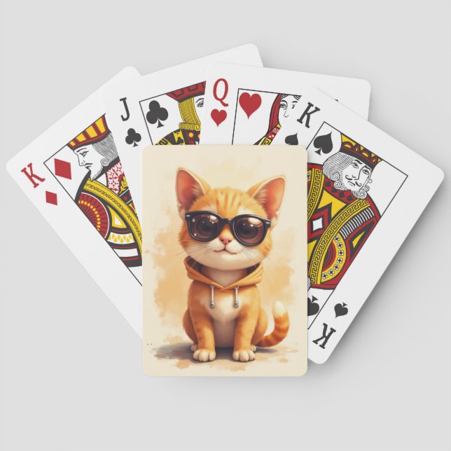 Rolig Abyssinsk Kawaii Katt Casinokort (Baksidan)