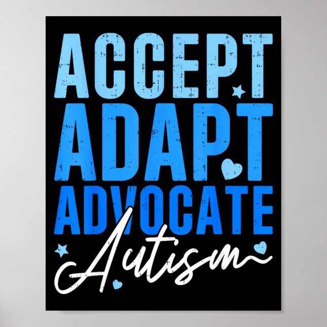 Rolig Acceptera Anpassa Sig Förorda Autism Medvete Poster (Framsidan)