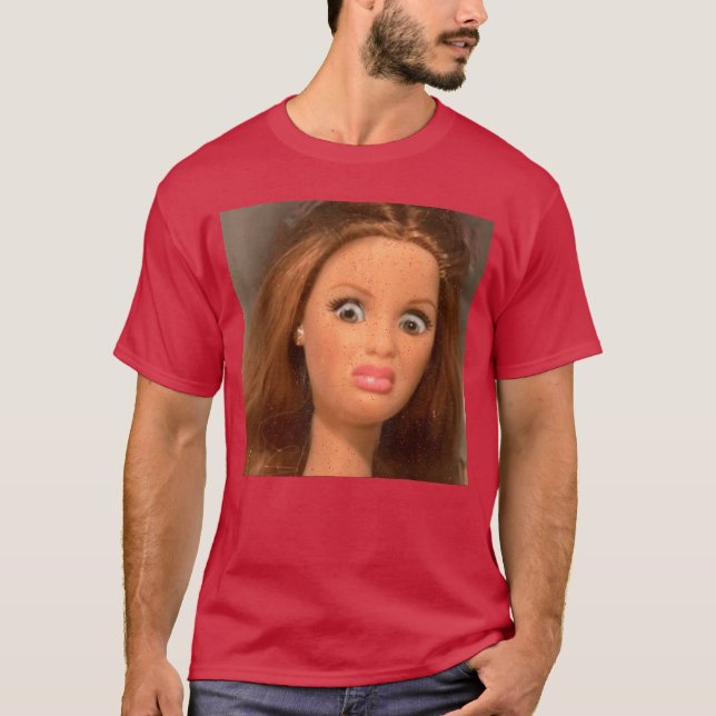 Rolig Äcklig Docka Ansikte Meme kompis pojke T Shirt (Framsida)
