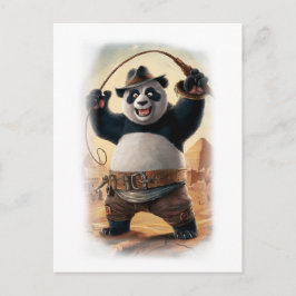 Rolig Actionhjälte Panda Film på en Vit Helg Vykort