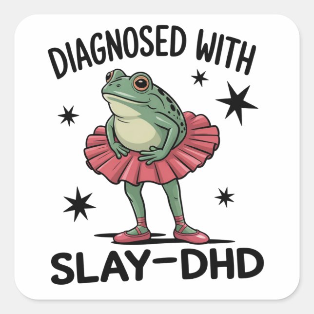 Rolig ADHD Groda Neurodivergent Meme Y2K Frogcore Fyrkantigt Klistermärke (Framsida)