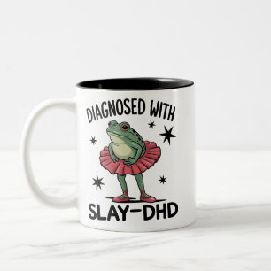 Rolig ADHD Groda Neurodivergent Meme Y2K Frogcore Två-Tonad Mugg