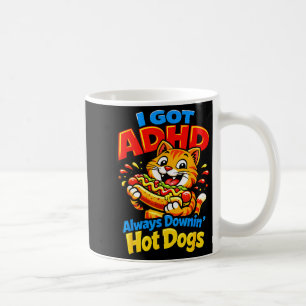 Rolig ADHD Katt Alltid Neråt Hot Dogs Matmatador Kaffemugg