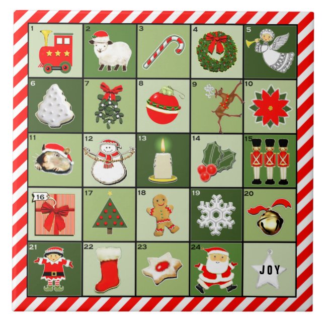 Rolig adventskalender kakelplatta (Framsidan)