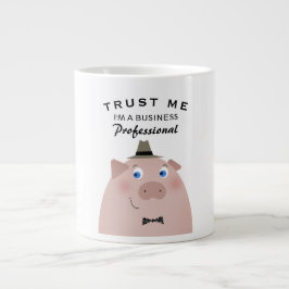 Rolig Affärsman Professionell Tecknad Söt Gris Mem Jumbo Mugg