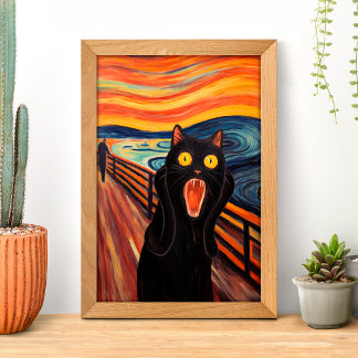 Rolig affisch inspirerad av svart katt som skriker