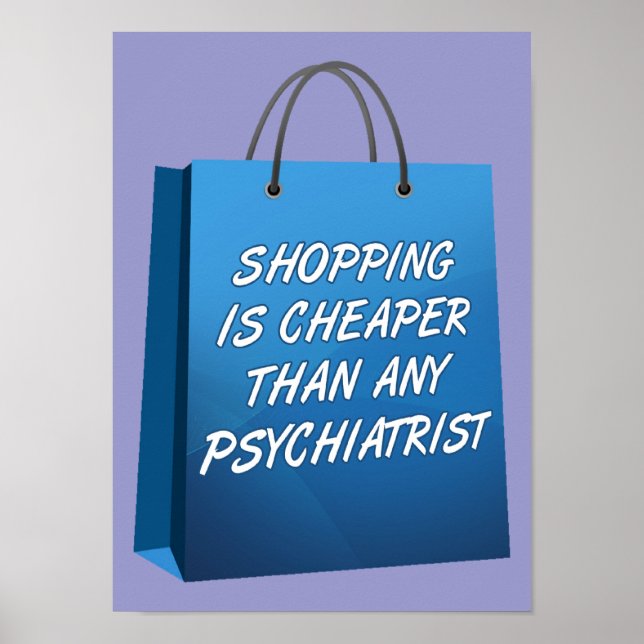Rolig affisch skylt för shoppingterapi (Framsidan)