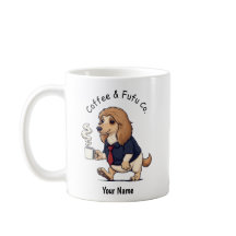 Rolig Afghanhund Hund Affärskostym Kaffe