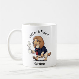 Rolig Afghanhund Hund Affärskostym Kaffe Kaffemugg