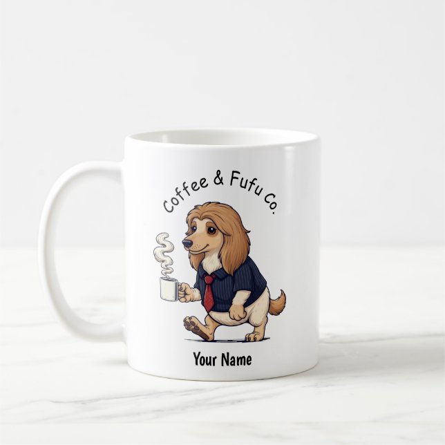 Rolig Afghanhund Hund Affärskostym Kaffe Kaffemugg (Vänster)
