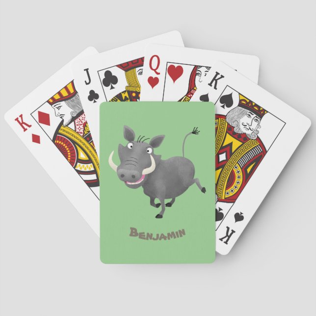 Rolig afrikansk vårtsvin gris serieillustration casinokort (Baksidan)