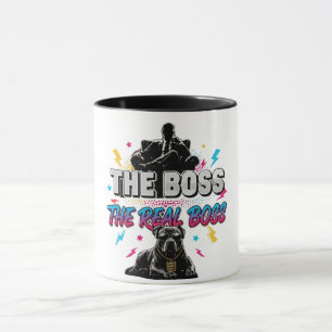 Rolig ägare till hund "Den riktiga bossen" Pitbull Mugg