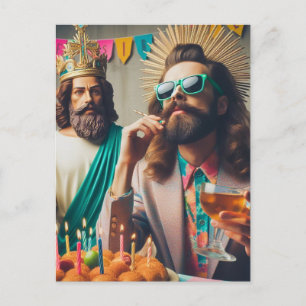 Rolig AI-genererad konst Glad födelsedag Jesus Vykort