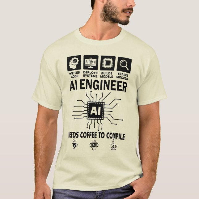 Rolig AI-ingenjör Artificiell intelligens Teknik T Shirt (Framsida)