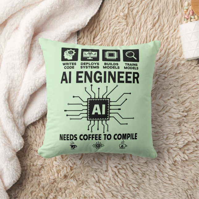 Rolig AI Ingenjör Kodande Programmerare Utvecklare Kudde (Filt)