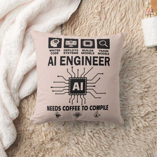 Rolig AI Ingenjör Kodande Programmerare Utvecklare Kudde (Filt)