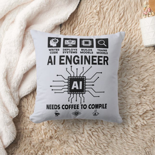 Rolig AI Ingenjör Kodande Programmerare Utvecklare Kudde (Filt)