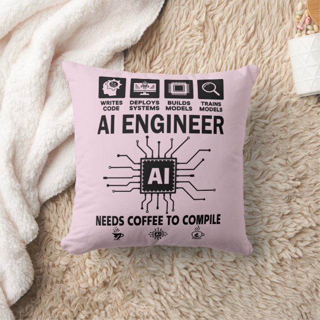 Rolig AI-ingenjör Kodande Programmerare Utvecklare Kudde (Filt)