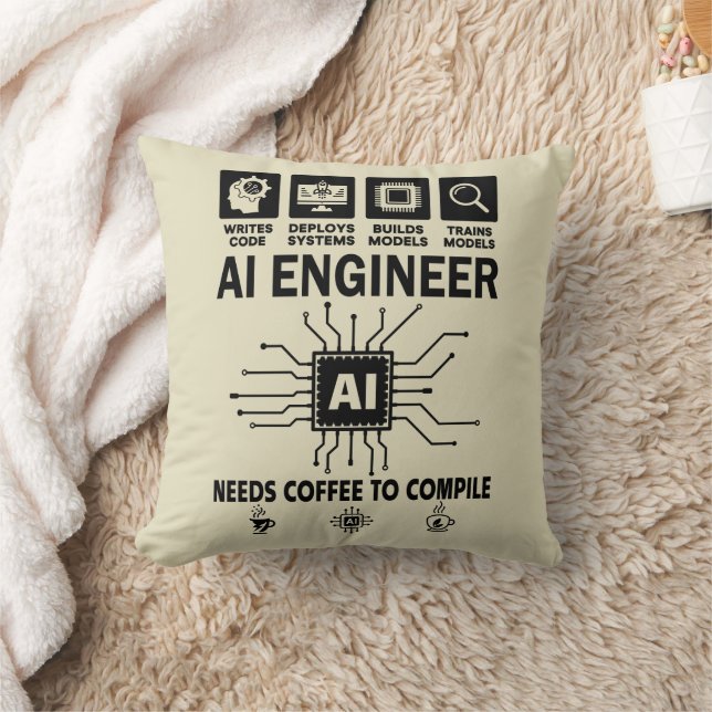Rolig AI Ingenjör Kodande Programmerare Utvecklare Kudde (Filt)