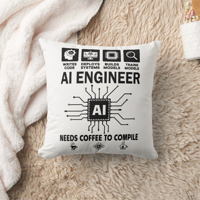 Rolig AI Ingenjör Kodande Programmerare Utvecklare Kudde (Filt)