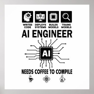 Rolig AI Ingenjör Kodande Programmerare Utvecklare Poster