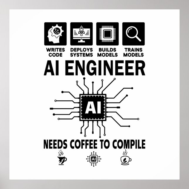 Rolig AI Ingenjör Kodande Programmerare Utvecklare Poster (Framsidan)