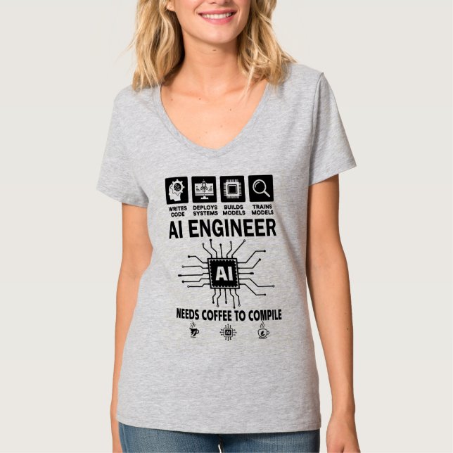 Rolig AI Ingenjör Kodande Programmerare Utvecklare T Shirt (Framsida)