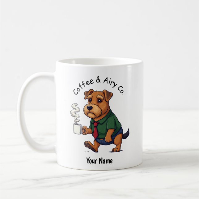 Rolig Airedale Terrier Hund Affärskostym Kaffe Kaffemugg (Vänster)