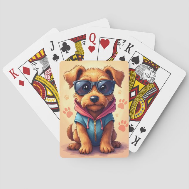 Rolig Airedale Terrier Kawaii Hund Casinokort (Baksidan)