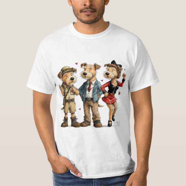 Rolig Airedale Terrier Tröja Söt Trio T-shirt (Framsida)