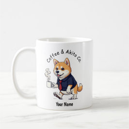 Rolig Akita hund Affärskostym Kaffe Kaffemugg