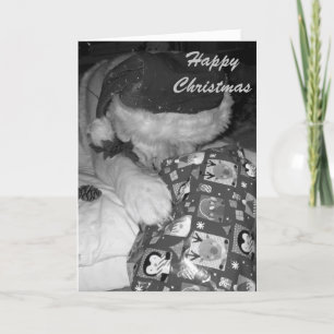 rolig akita hund med julgåvajul helgkort