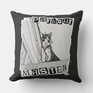 Rolig Aktiv Parkour Mästare Punk Kitty Design Kudde