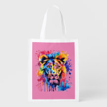 Rolig akvarell färgrik lejon