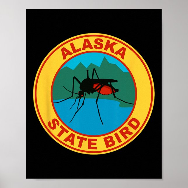Rolig Alaska Stat Fågel Mygga  Poster (Framsidan)