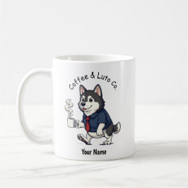 Rolig Alaskan Malamute Affärskostym Kaffe Kaffemugg