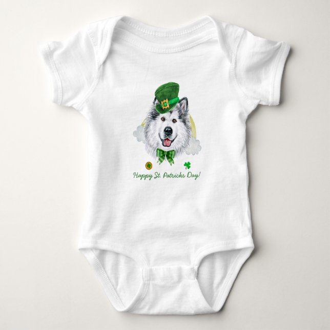 Rolig Alaskan Malamute Guld St. Patricks Day T Shirt (Framsida)