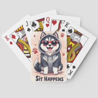 Rolig Alaskan Malamute Solglasögon Tröja Kawaii Casinokort