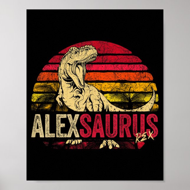 Rolig Alex Saurus Dinosaur Rex Namn Poster (Framsidan)