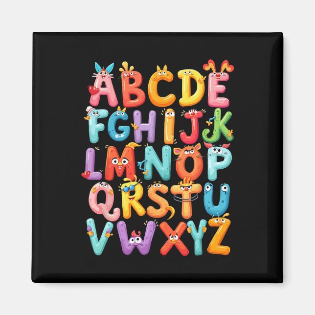 Rolig alfabet A-z Abc barn tillbaka till skolan Pr Magnet (Framsidan)
