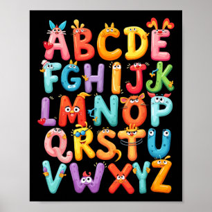 Rolig alfabet A-z Abc barn tillbaka till skolan Pr Poster