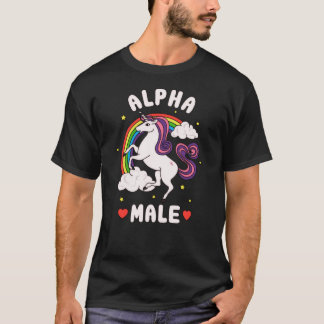 Rolig Alfahanenhörning Regnbåge rolig T Shirt