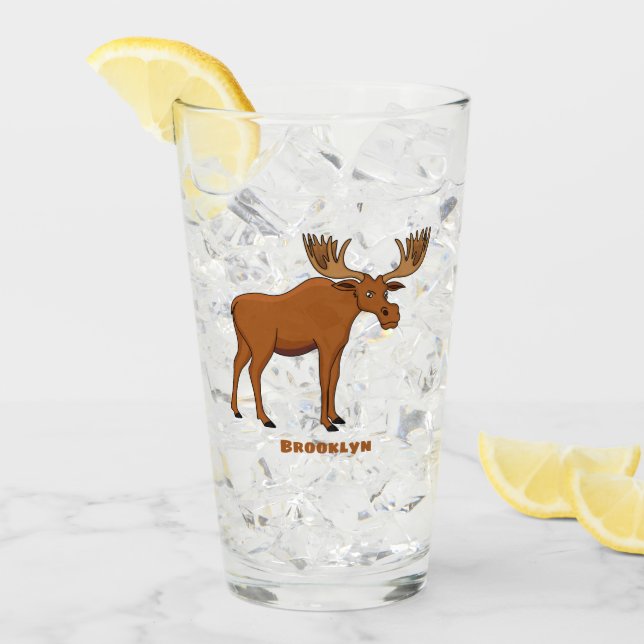 Rolig älg serieillustration glaskopp (Framsida Ice)