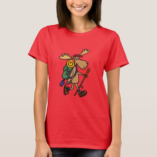 Rolig älg som fotvandrar skjortan tee shirt (Framsida)