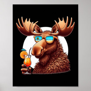 Rolig Älg Sommarlov Solglasögon Herr Kvinnor Älg Poster