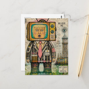 Rolig Alger Sumpmark Antitrump Mixed Media Collage Vykort