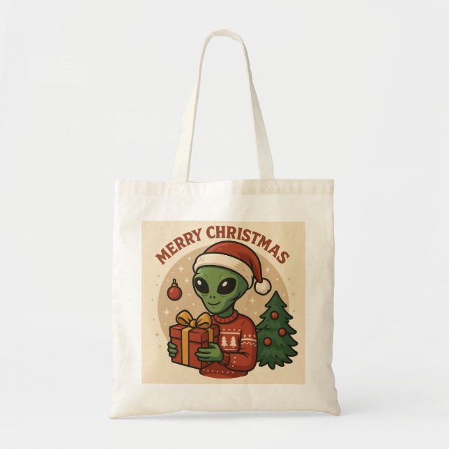 Rolig Alien God Jul Tygkasse (Framsidan)