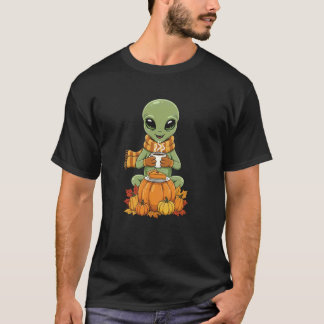 Rolig Alien Kaffe Höst Tackgivnings Kvinnor Män T Shirt
