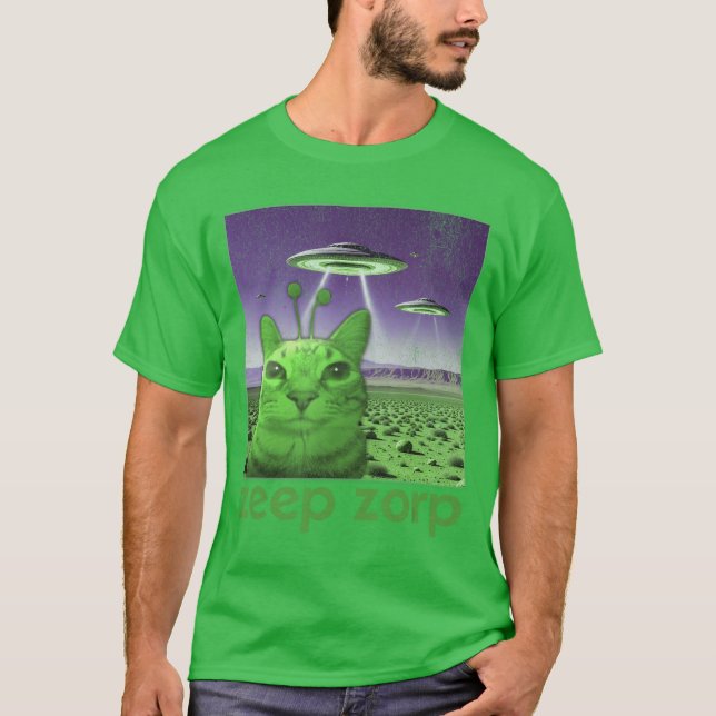 Rolig Alien Katt Meme rolig T Shirt (Framsida)